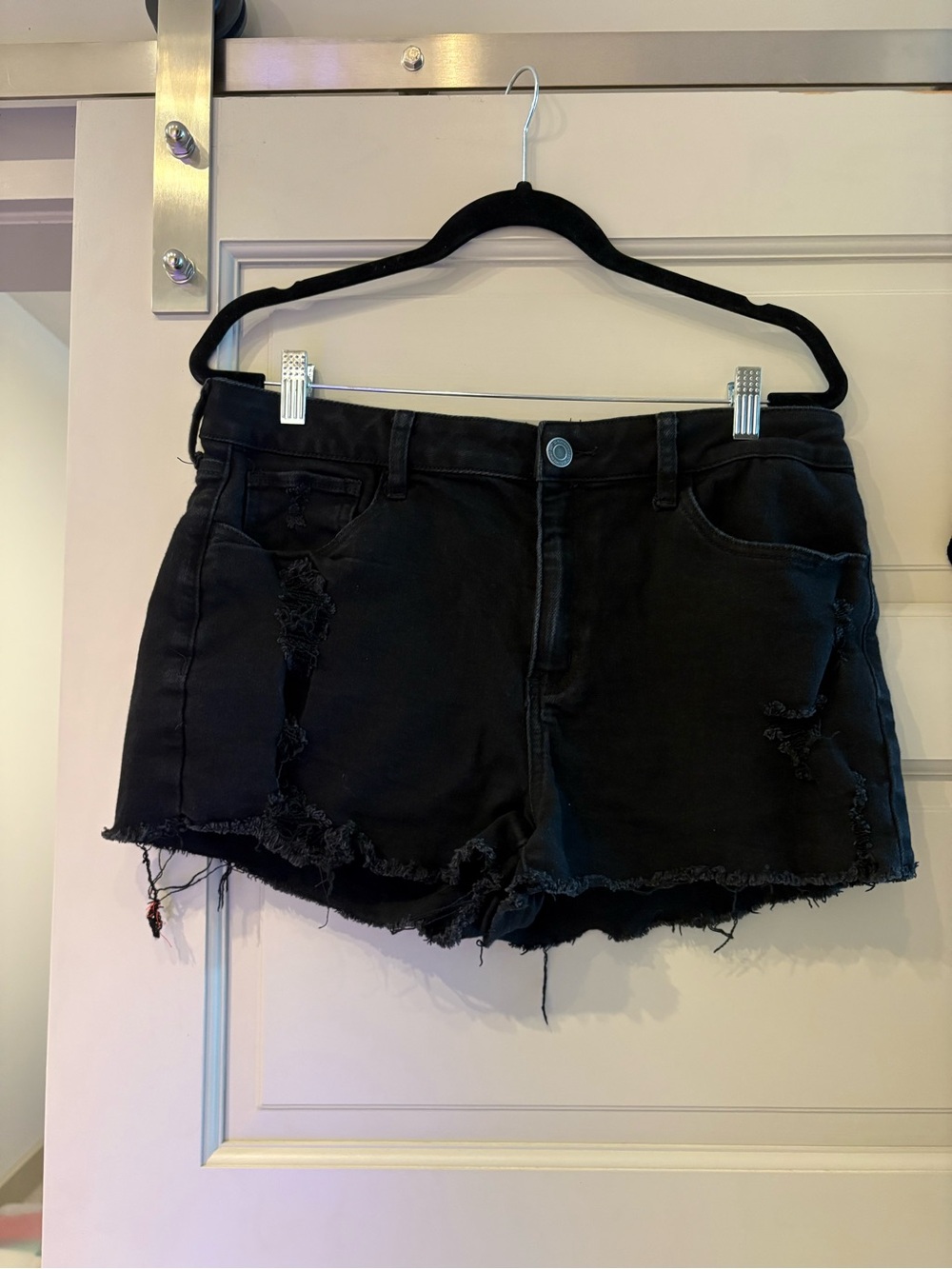 Black Distressed Women's Denim Shorts